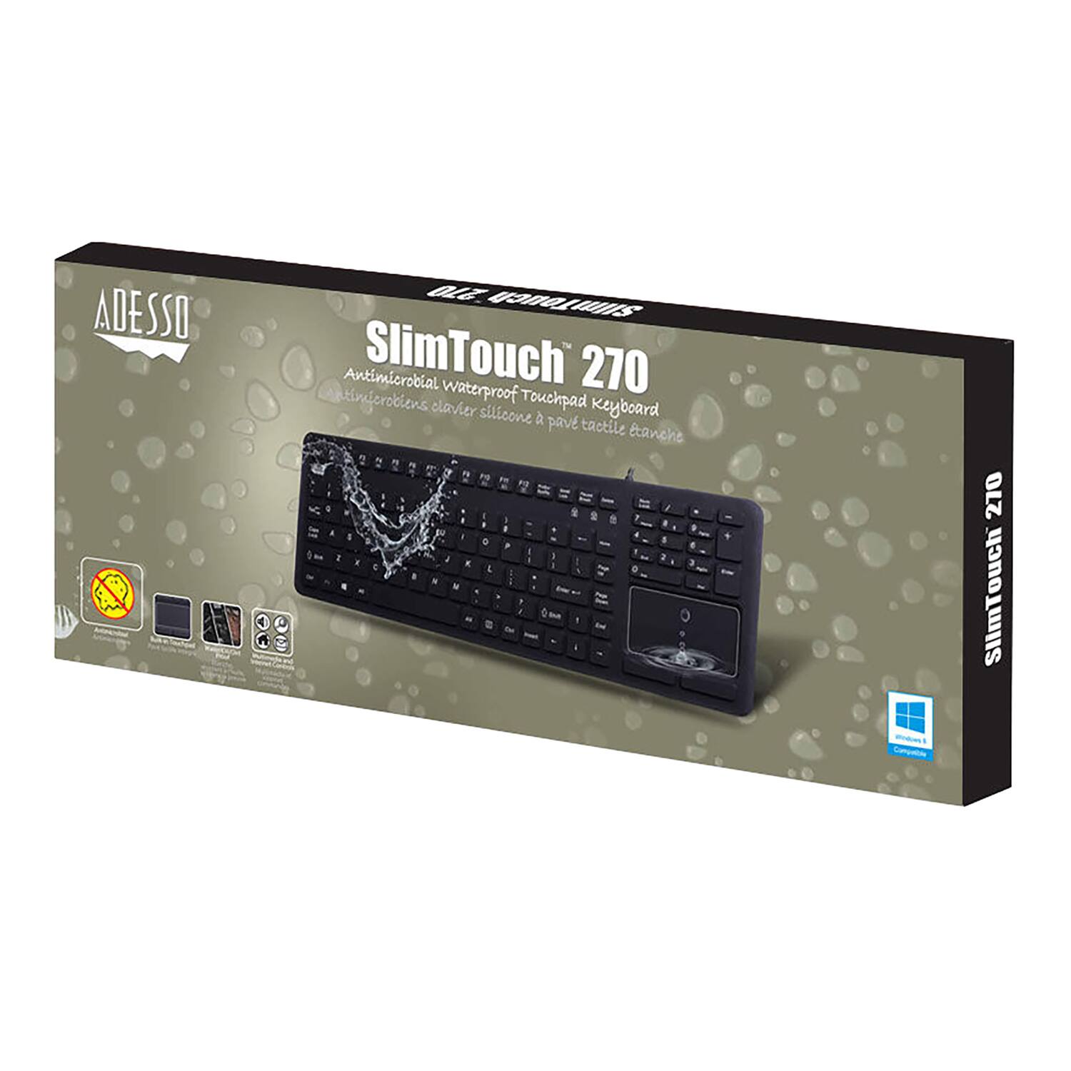 ADESSO SlimTouch 270  
Antimicrobial waterproof Touchpad Keyboard  
pavé tactile étanche