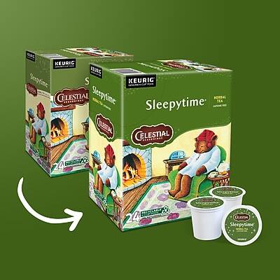 KEURIG CELESTIAL  
Sleepytime Herbal Tea  
24 K-CUPS  

Sleepytime  
CELESTIAL  
Herbal Tea  
24 K-CUPS