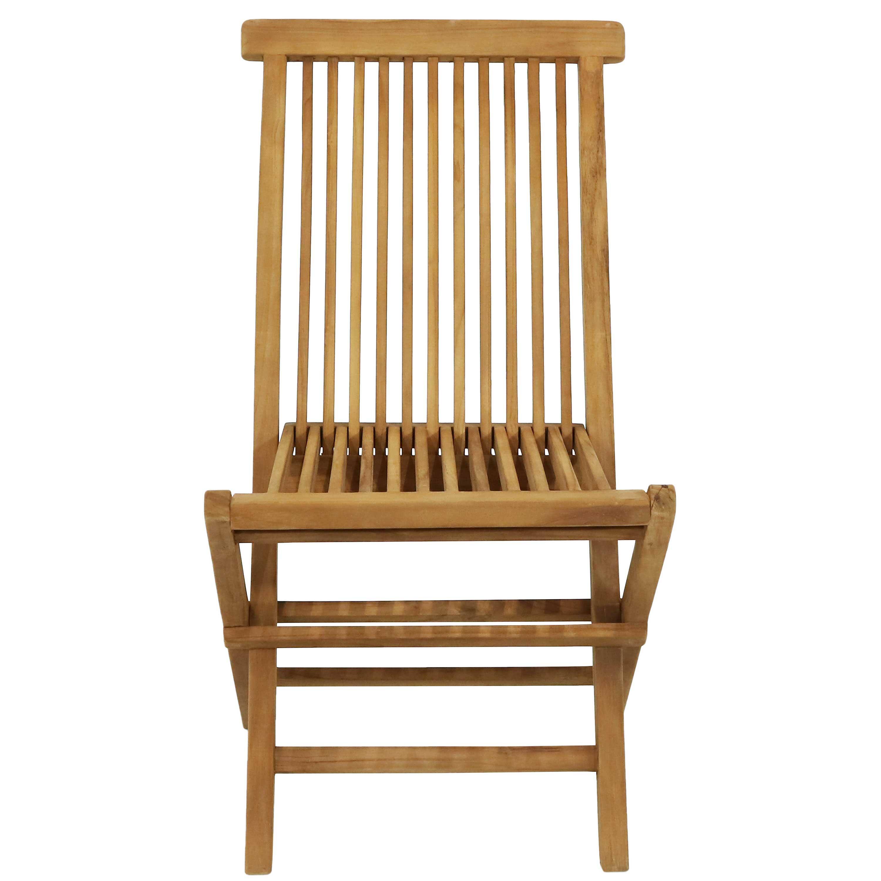 Alt View 10. Sunnydaze - Hyannis Solid Teak Wood Folding Slat-Back Patio Chair - Light Brown.