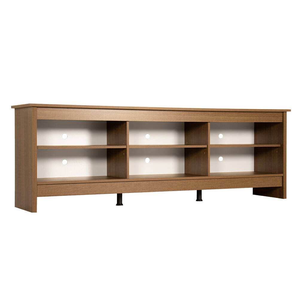 Back. Madesa - Madesa TV Stand Entertainment Center with 6 Open Shelves and Cable Management 70"L - Rustic - Rustic.