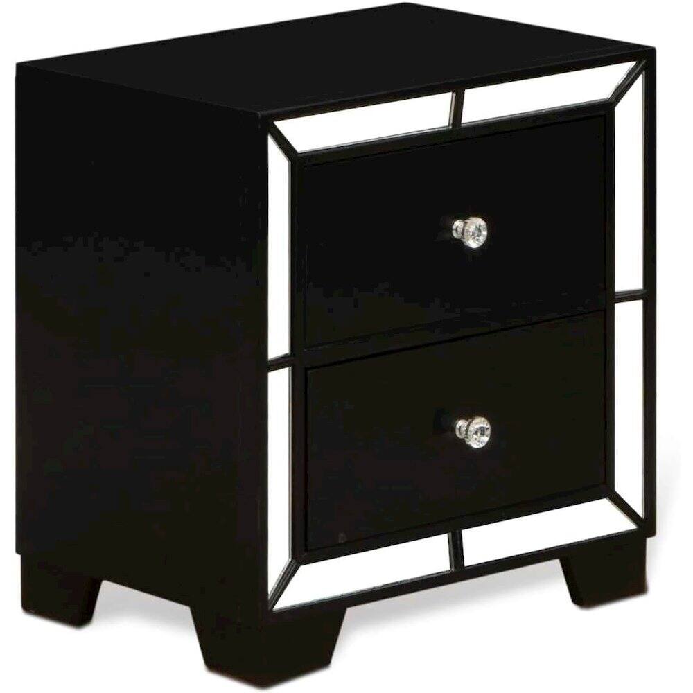 Left. East West Furniture - East West Furniture Nella Wood Nightstand with 2 Drawers for any Bedroom - Black Legs - Multi-Color.