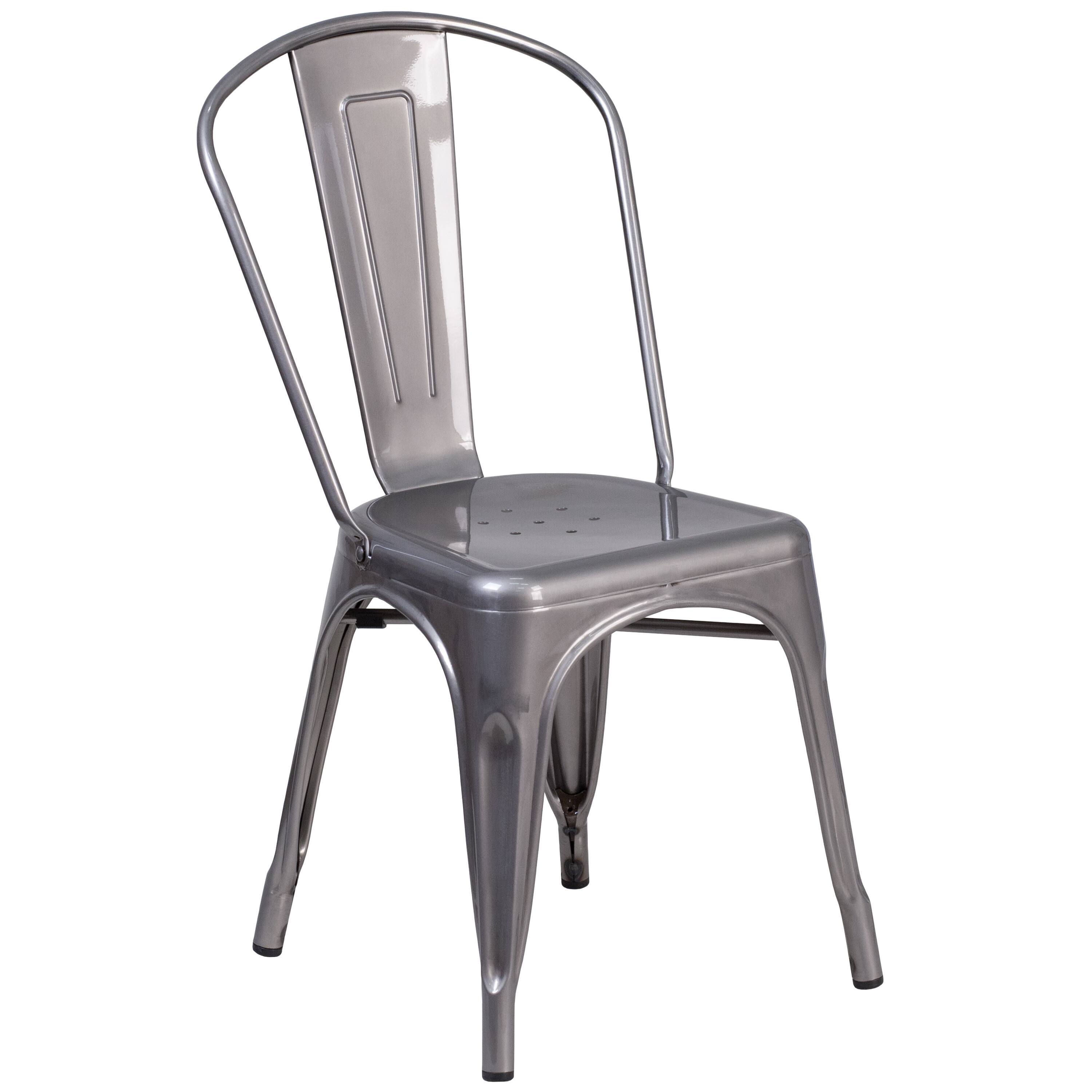 Alt View 7. Emma + Oliver - 4 Pack Metal Indoor Stackable Chair - Clear Coated.