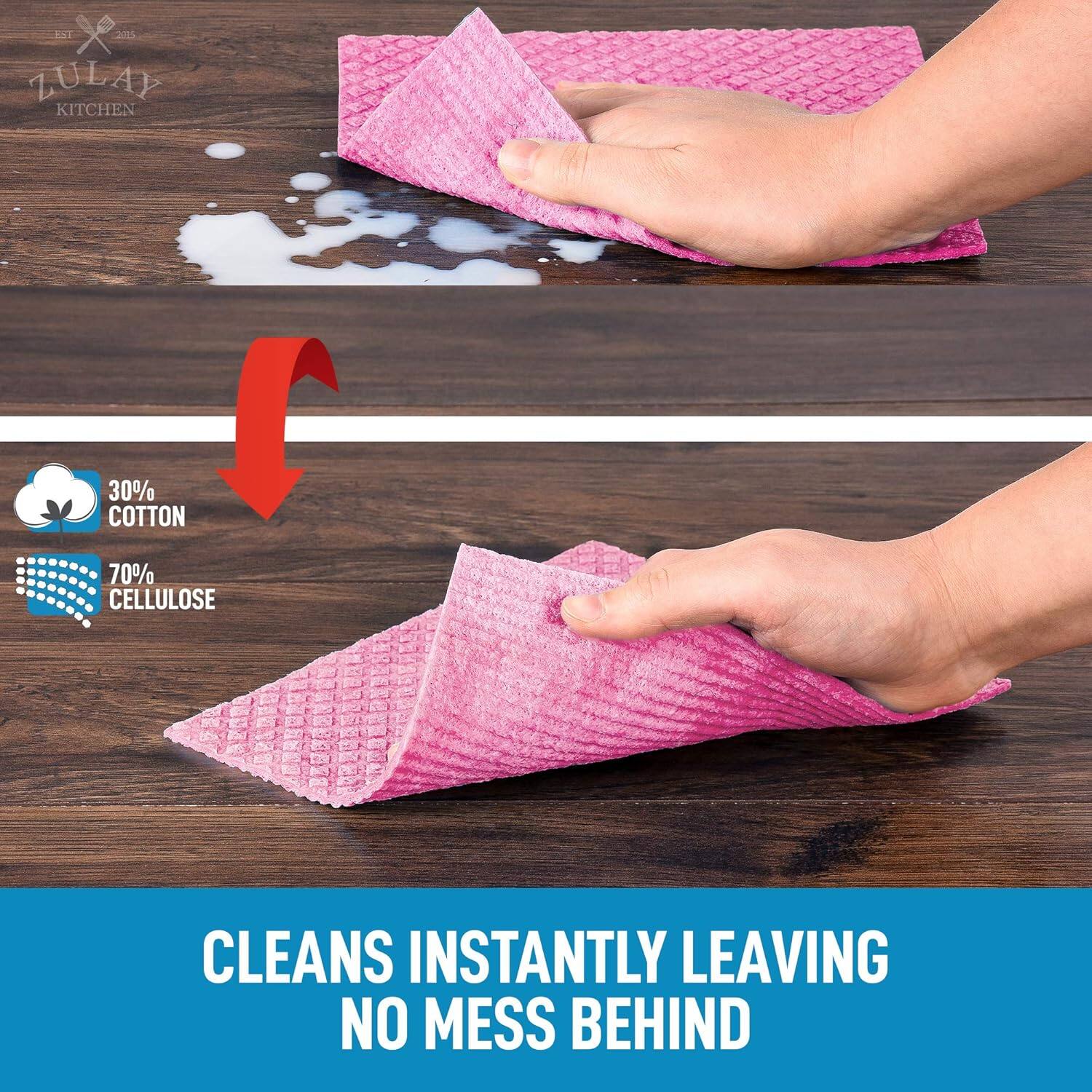 ZULAY KITCHEN  
30% COTTON 70% CELLULOSE  
CLEANS INSTANTLY LEAVING NO MESS BEHIND