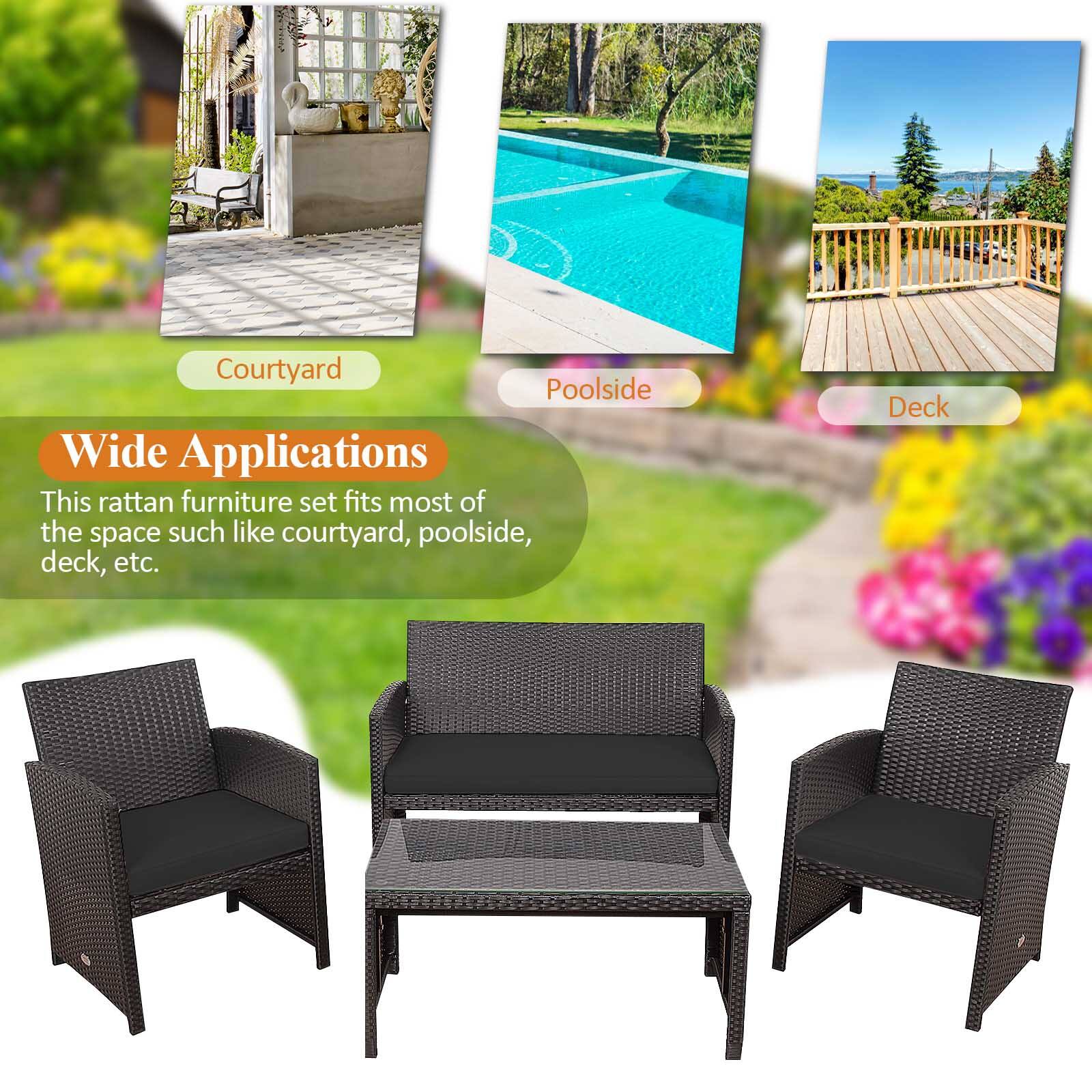 Wide Applications

This rattan furniture set fits most of the space such as courtyard, poolside, deck, etc.