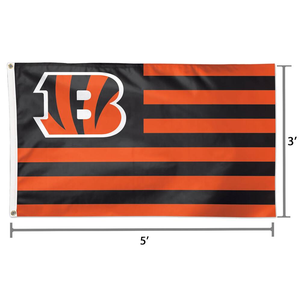 Alt View 1. WinCraft - Cincinnati Bengals 3' x 5' Americana Stars & Stripes Deluxe Flag - Multicolor.