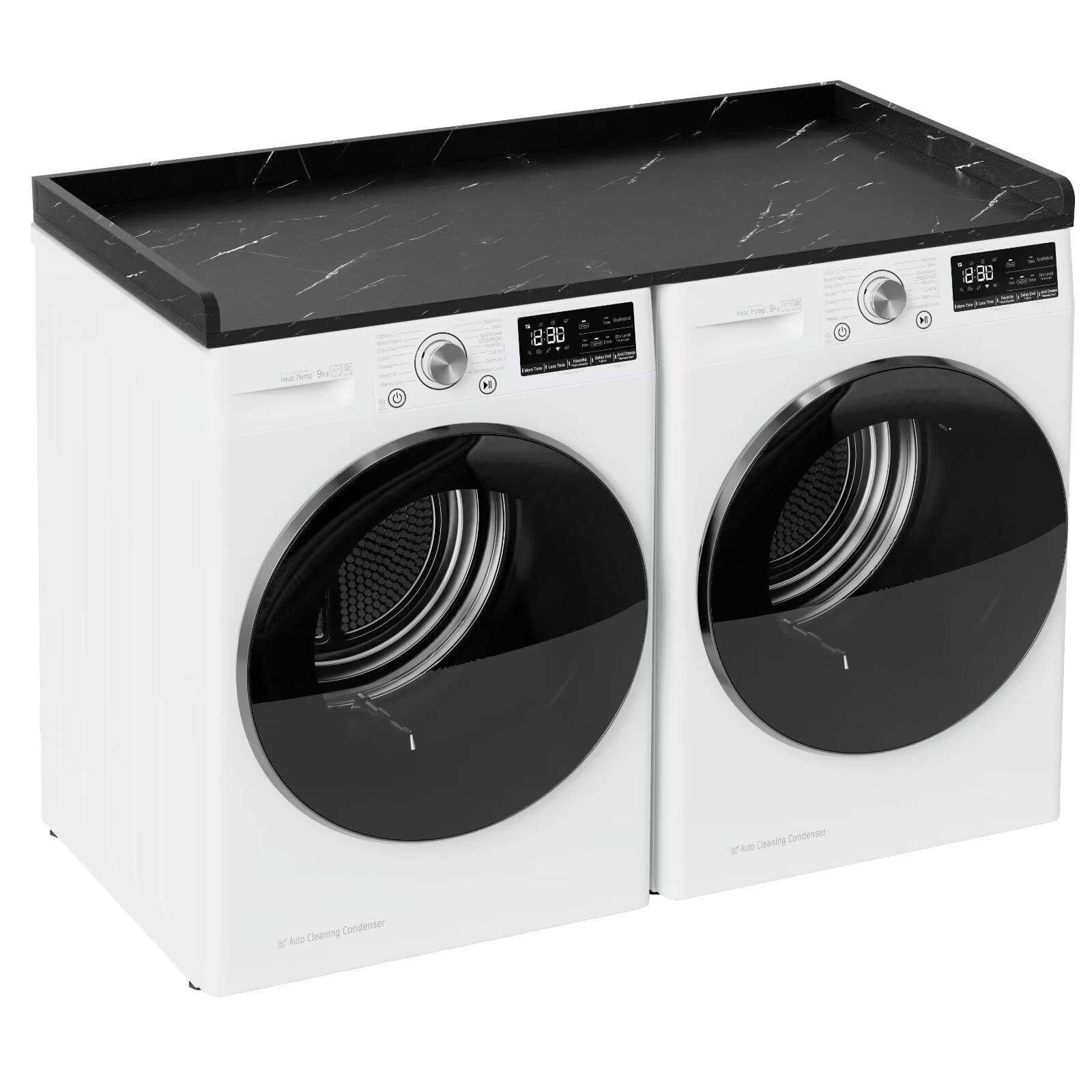 Tooloton - Washer Dryer Countertop Shelf, 54x27.5 Inch Laundry Organizer with Edge Guard, Storage Cover Color - Black Marble