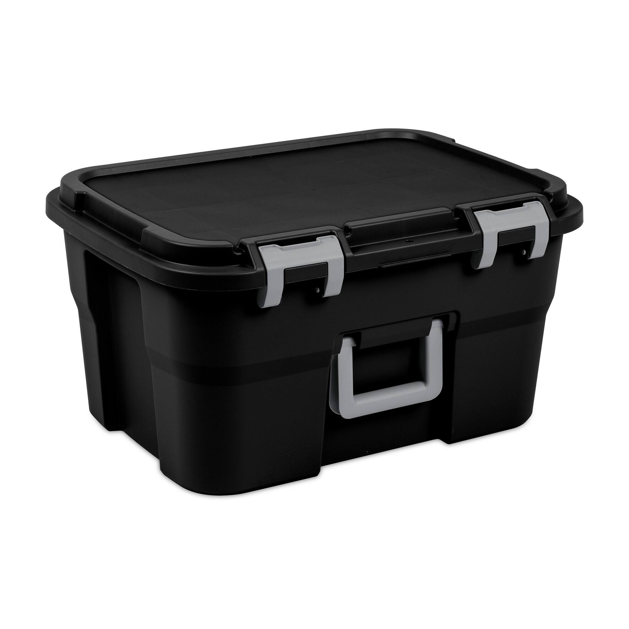 Alt View 10. Sterilite - Sterilite Footlocker, 14 Gal Plastic Storage Container with Lid, Black, 6 Pack.