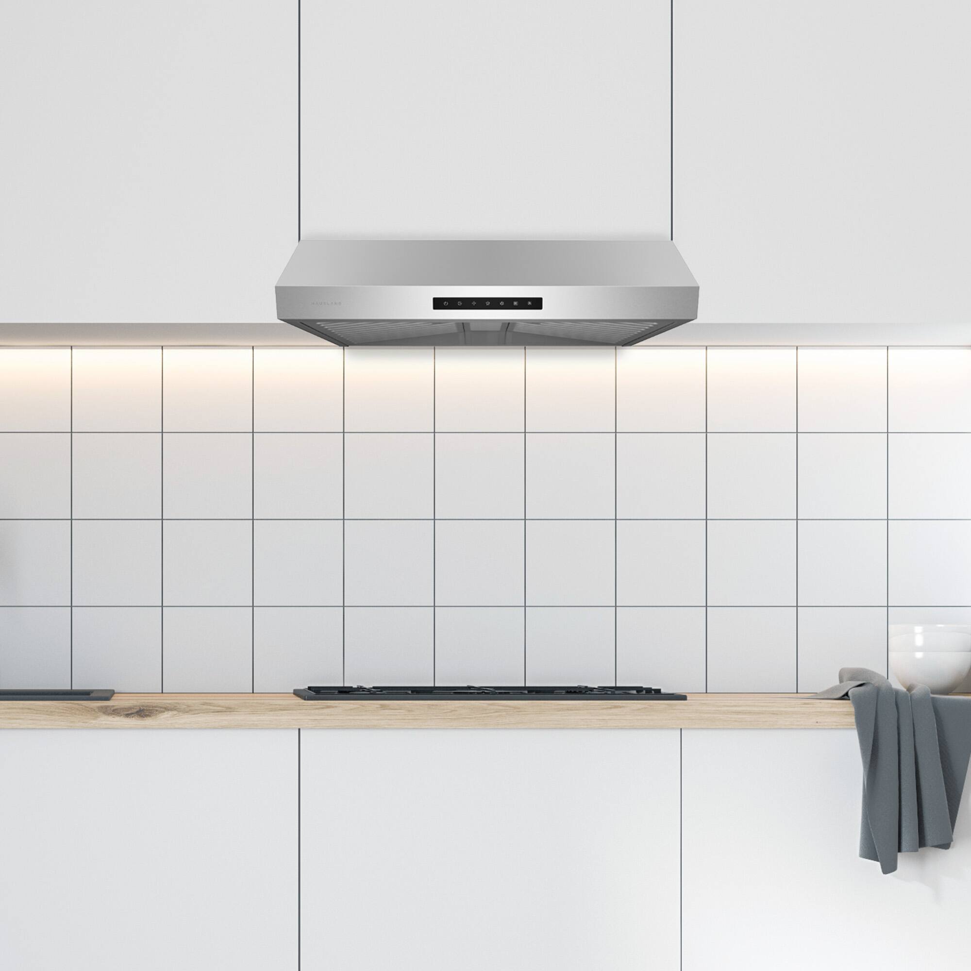 Alt View 2. Hauslane - Hauslane UC-PS60 30-inch Ducted Under Cabinet Range Hood - Silver.
