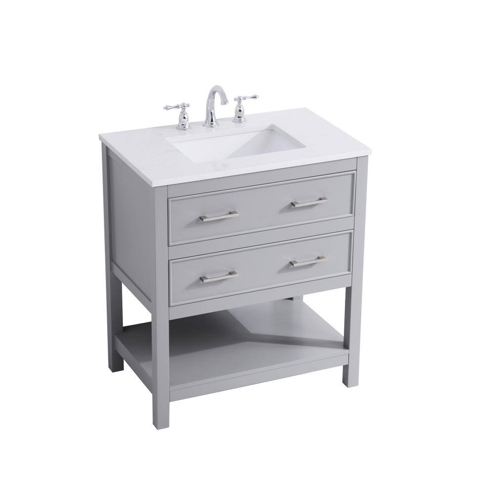 Alt View 4. Elegant Kitchen and Bath - 30 inch Single Bathroom Vanity in Grey - Grey.
