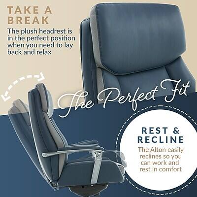TAKE A BREAK  
The plush headrest is in the perfect position when you need to lay back and relax

Perfect Fit  
REST & RECLINE  
The Alton easily reclines so you can work and rest in comfort