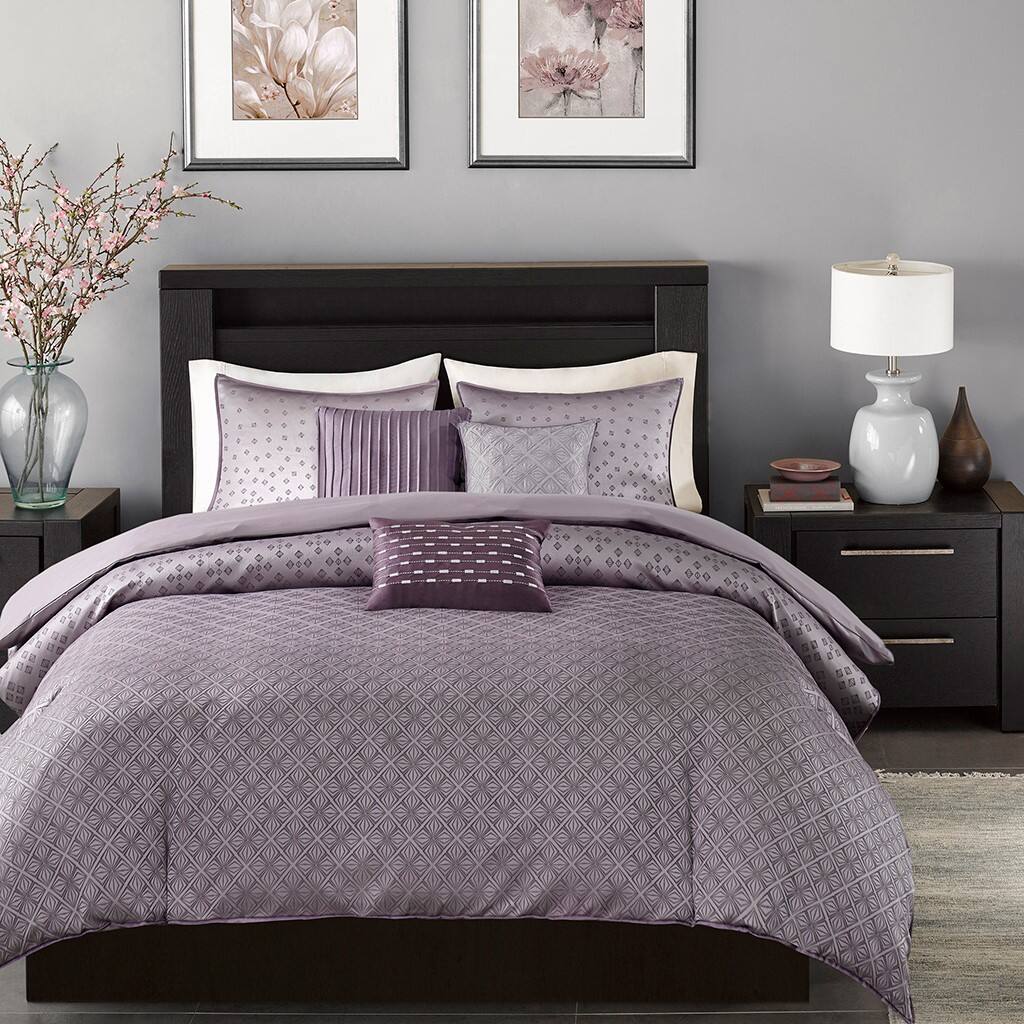 Alt View 5. Gracie Mills - Gracie Mills Pasquale Ombre Jacquard Duvet Cover Set - Purple.