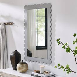 Emmeline Scalloped Rectangle Wall Mirror by Modway - Light Gray