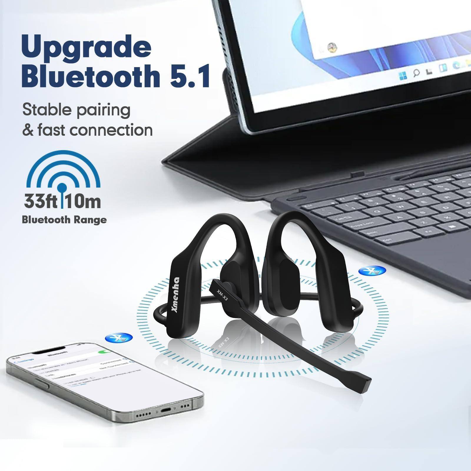Upgrade Bluetooth 5.1  
Stable pairing & fast connection  
33ft | 10m Bluetooth Range  

Xmenha EX-MX