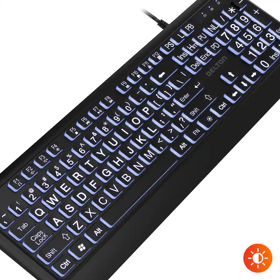 Delton KB20 Large Button/Key Keyboard with Backlight, (DBKBG20) Black ...