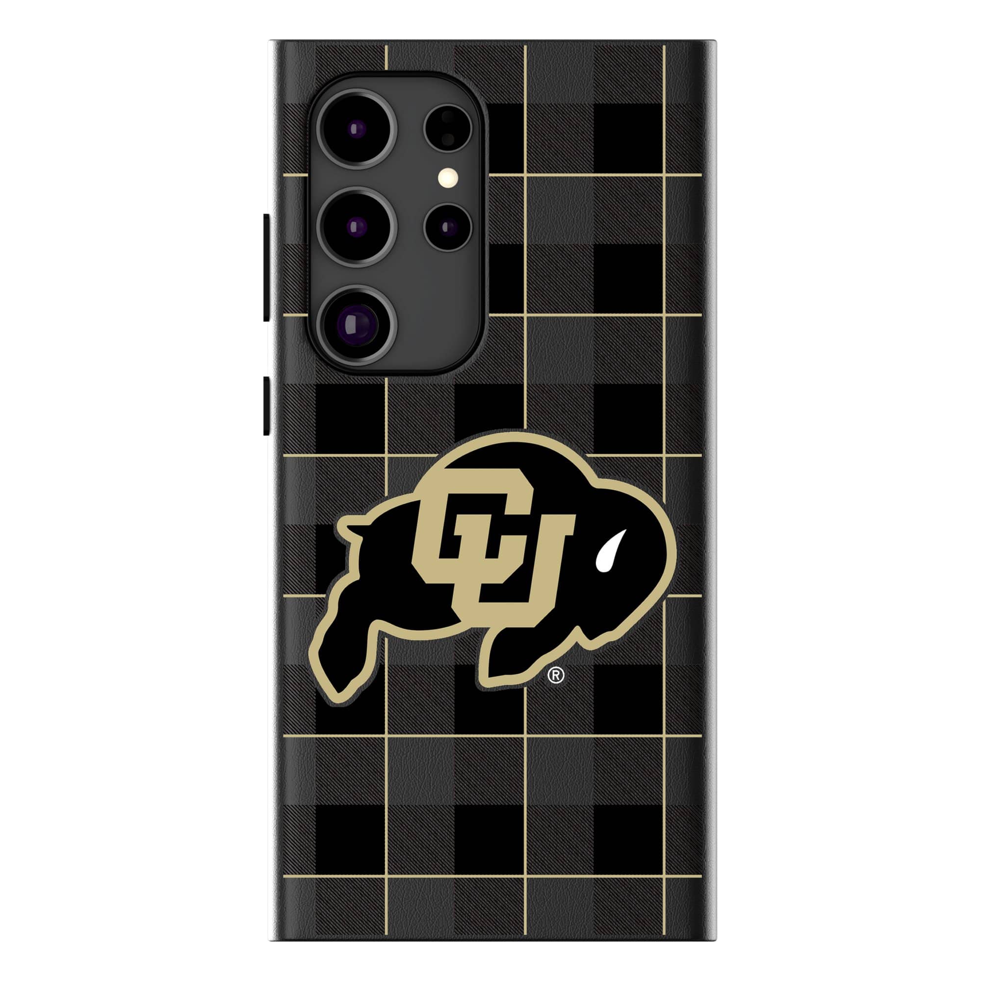 Keyscaper - NCAA - Colorado Buffaloes Plaid Galaxy Magnetic Bump Case - S25 - Black