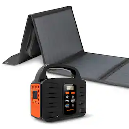 Alpha Digital - Portable Power Station: 100W, 155Wh/42000mAh & 40W Solar Panel - Combo (155 Wh Capacity) - Black / Orange