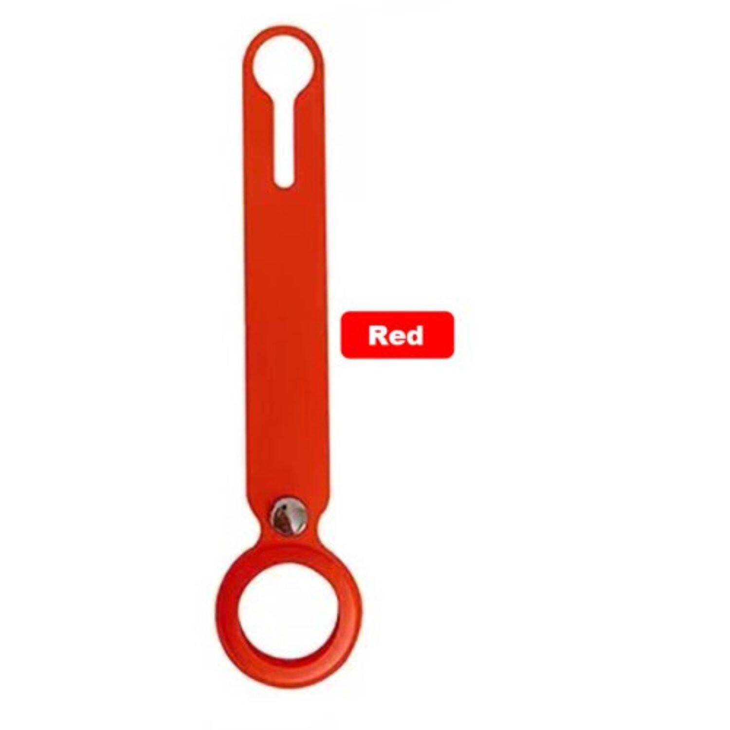 Left. Home Collection - B-Red Leather Case Cover with Keychain for Apple AirTag – Protective Pet Tracker Sleeve Shell Skin - Red.