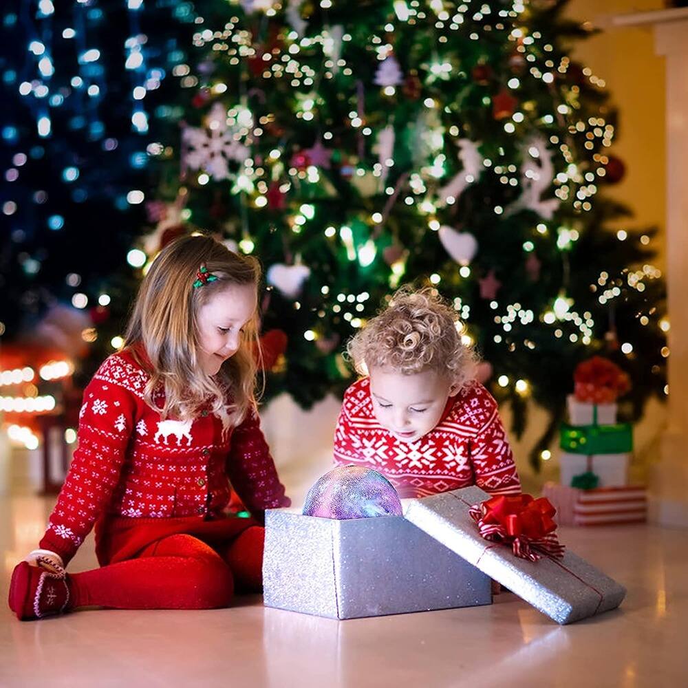 Left. MOSZAR LLC - Moon Lamp 4.8" Galaxy Night Light with Wood Stand, Touch & Remote, USB.