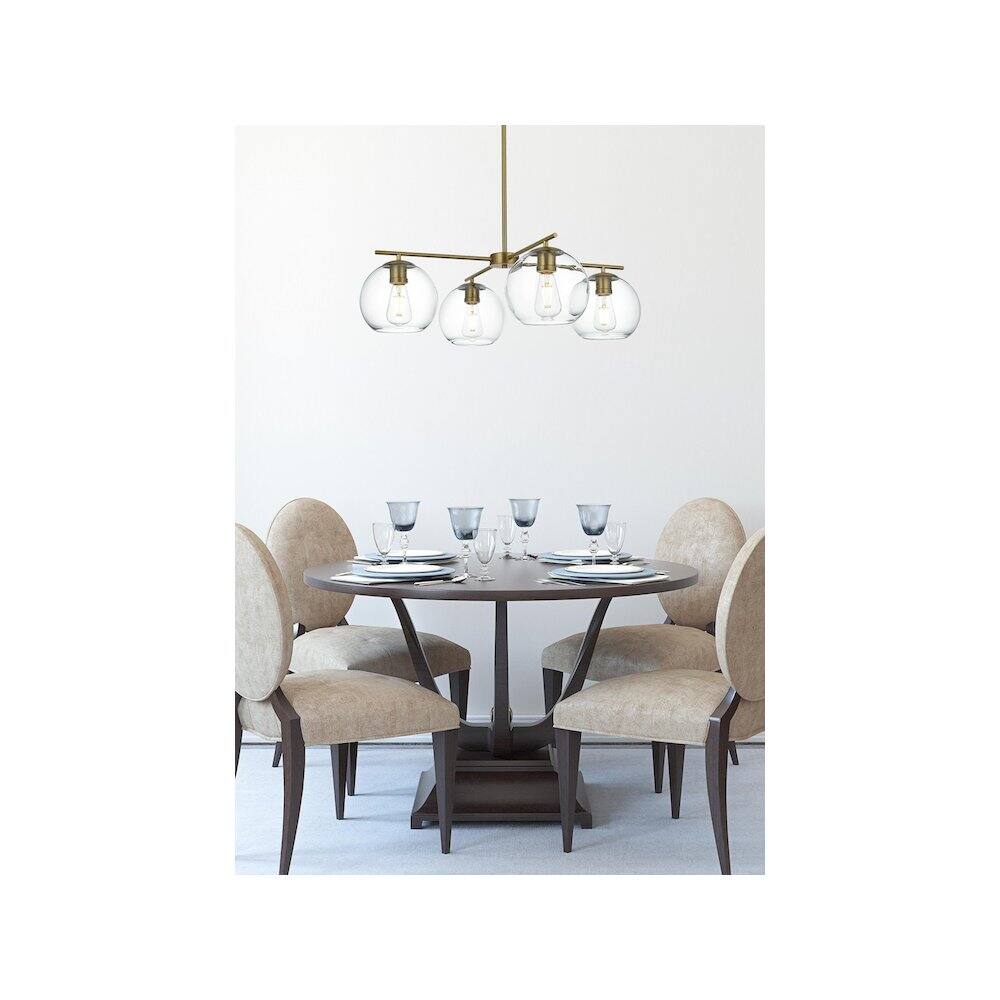 Alt View 2. Living District - Opus 30.5 Inch Pendant Clear Shade in Satin Gold - Satin Gold And Clear.