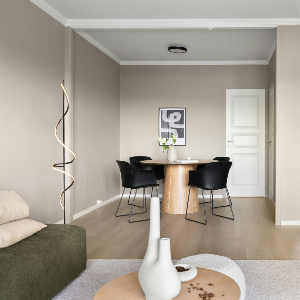 Alt View 1. Infibrite - Sculptural Curve 24W LED Floor Lamp 51 Inch, 3000K Warm White, Stepless Dimming, Matte Black - White.