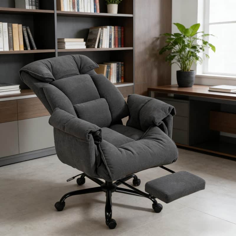 HTUTWOO - Executive Office Chair with Foot Rest,High Back Computer Chair, Adjustable Swivel Desk Chair for Home Office Work Study - Dark Gray