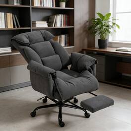 HTUTWOO - Executive Office Chair with Foot Rest,High Back Computer Chair,Adjustable Swivel Desk Chair for Home Office Work Study - Dark Gray