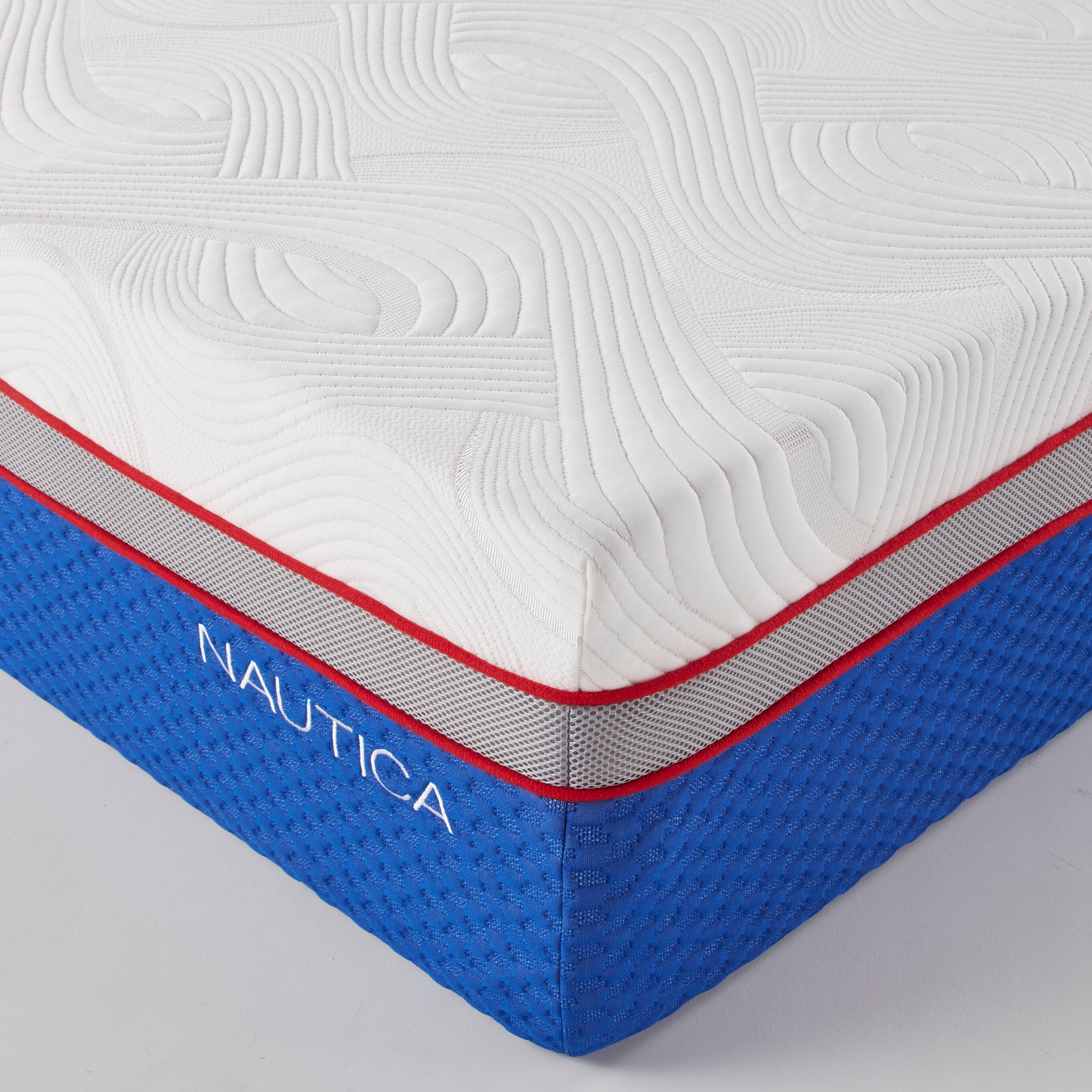 Alt View 2. Nautica - 12" Serenity Gel Memory Foam Mattress - WHITE/BLUE.