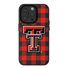 Keyscaper - NCAA - Texas Tech Red Raiders Plaid Magnetic Bump iPhone Case - 15 - Black