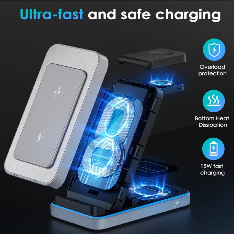 Ultra-fast and safe charging

- Overload protection
- Bottom Heat Dissipation
- 15W fast charging
