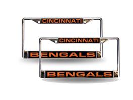 Rico Industries - Cincinnati Football Bengals Chrome Metal - Set of 2 - Laser Cut License Plate Frames for your car, truck or SUV - Multi