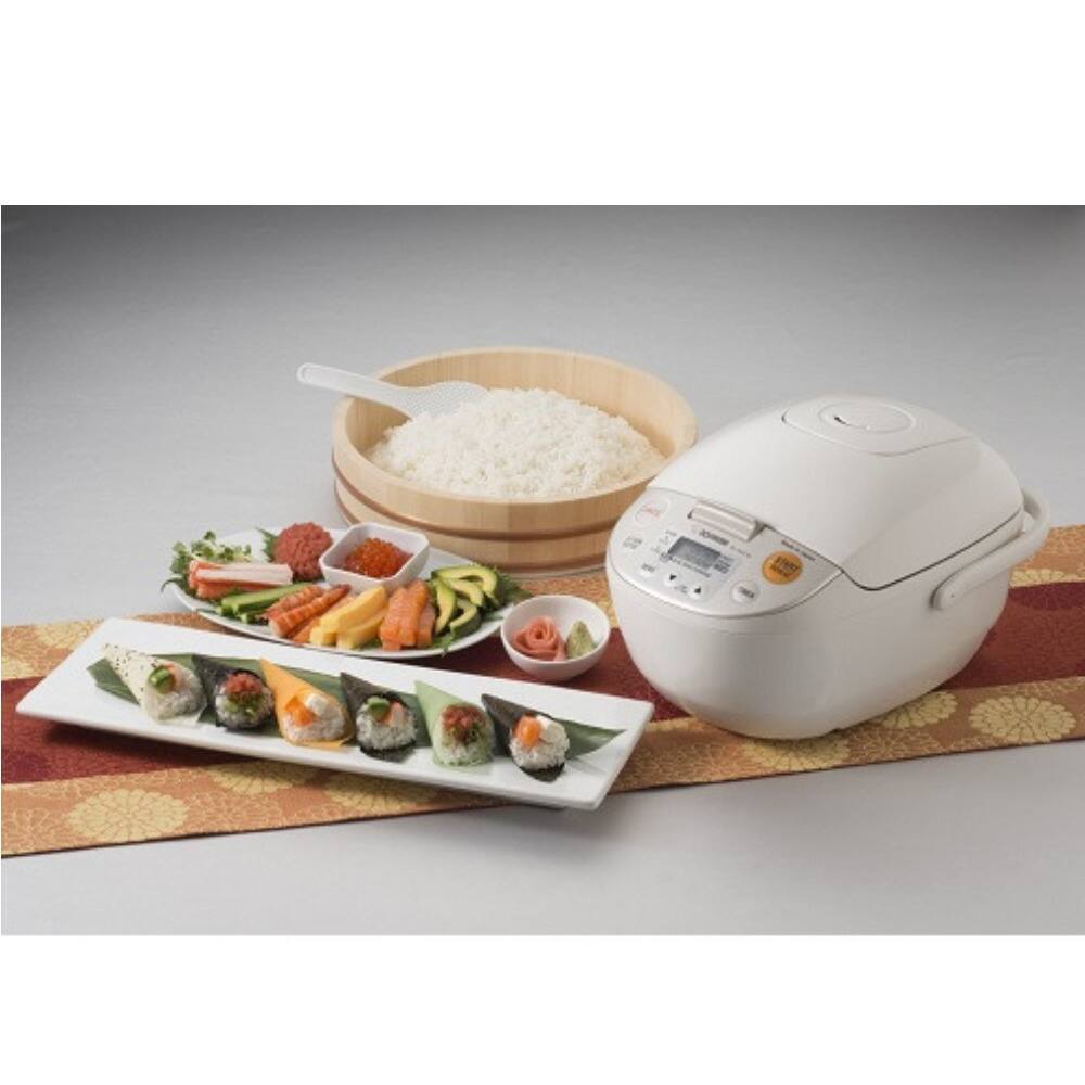 Angle. Zojirushi - Zojirushi NL-AAC10 Micom Rice Cooker and Warmer with Rice Washing Bowl Bundle - Beige.