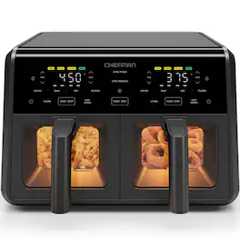 Chefman - 9-Quart TurboFry Dual Basket Easy-View Air Fryer, 450°F Max Temp - Black