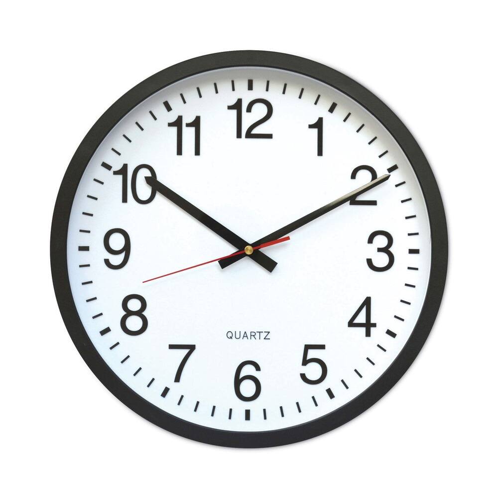 Front. Universal - UNV10431 Classic 12.63 in. Cordless Round Wall Clock - Black - White/Black.