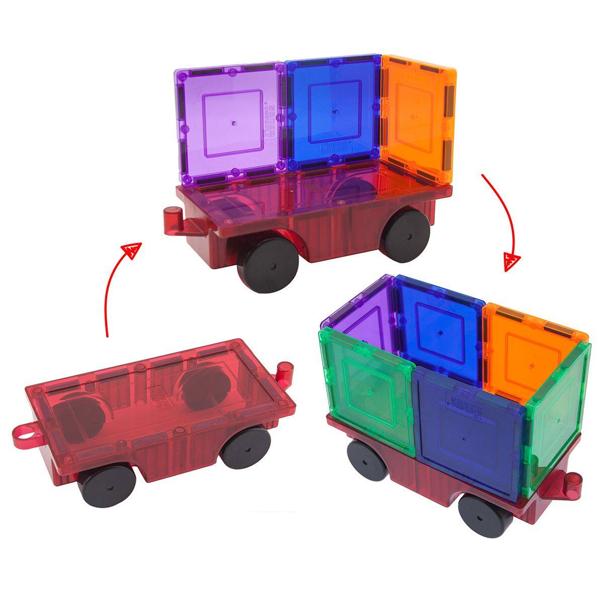 Alt View 5. PicassoTiles - PICASSO-TILES Cars Magnetic Tiles for Kids, Construction STEM Building Blocks Educational Toy, 2PCS - Multicolor.