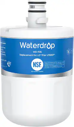 Waterdrop
WD-F05
Replacement for: LG filter LT500P
Specification:
- Capacity: 1.7 liters
- Flow Rate: 1.7 L/min
- Operating Pressure: 0.5-5.89 bar (Pa)
Certified by NSF International against NSF/ANSI Standard 42 for the reduction of the claims specified on the Performance Data Sheet, and to NSF/ANSI 532 for low lead.
24/7 Service
Waterdrop Filter Co., Ltd.
Qingdao, China
REPLACEMENT ELEMENT