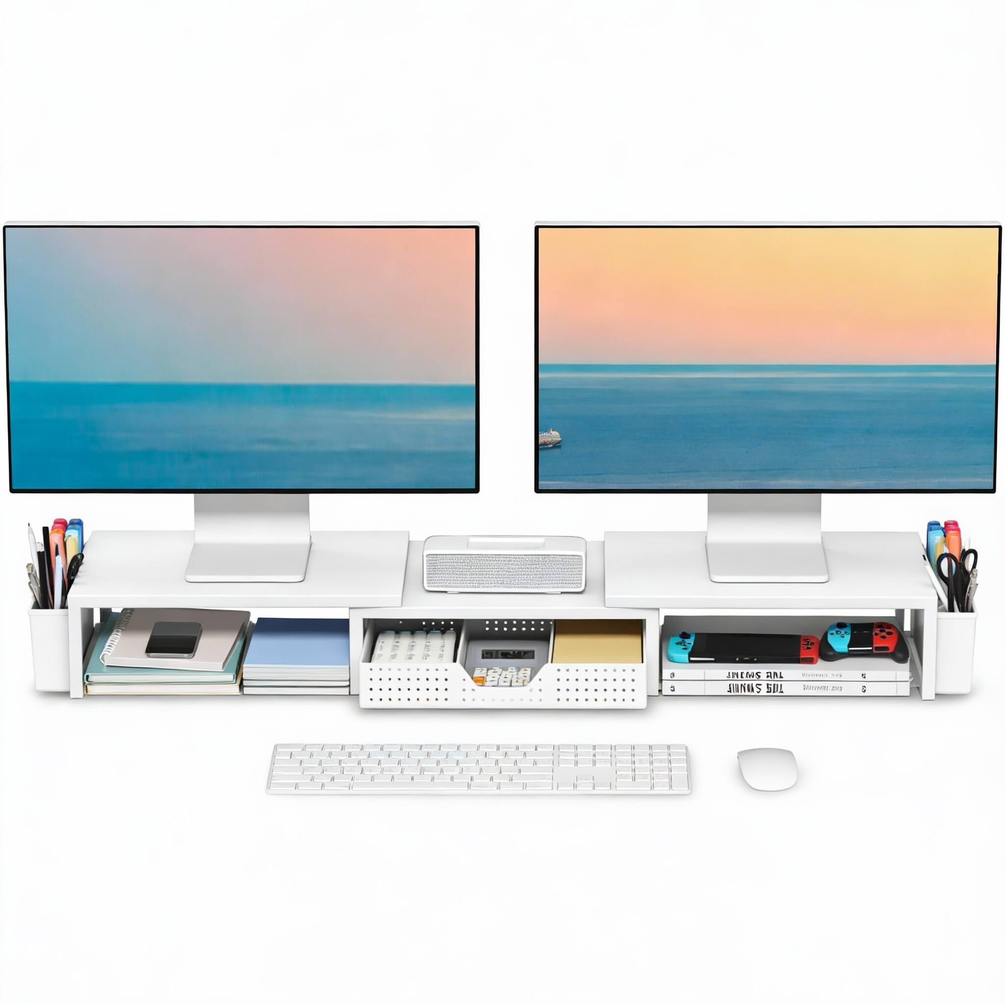 Metal White With drawer and pen holder