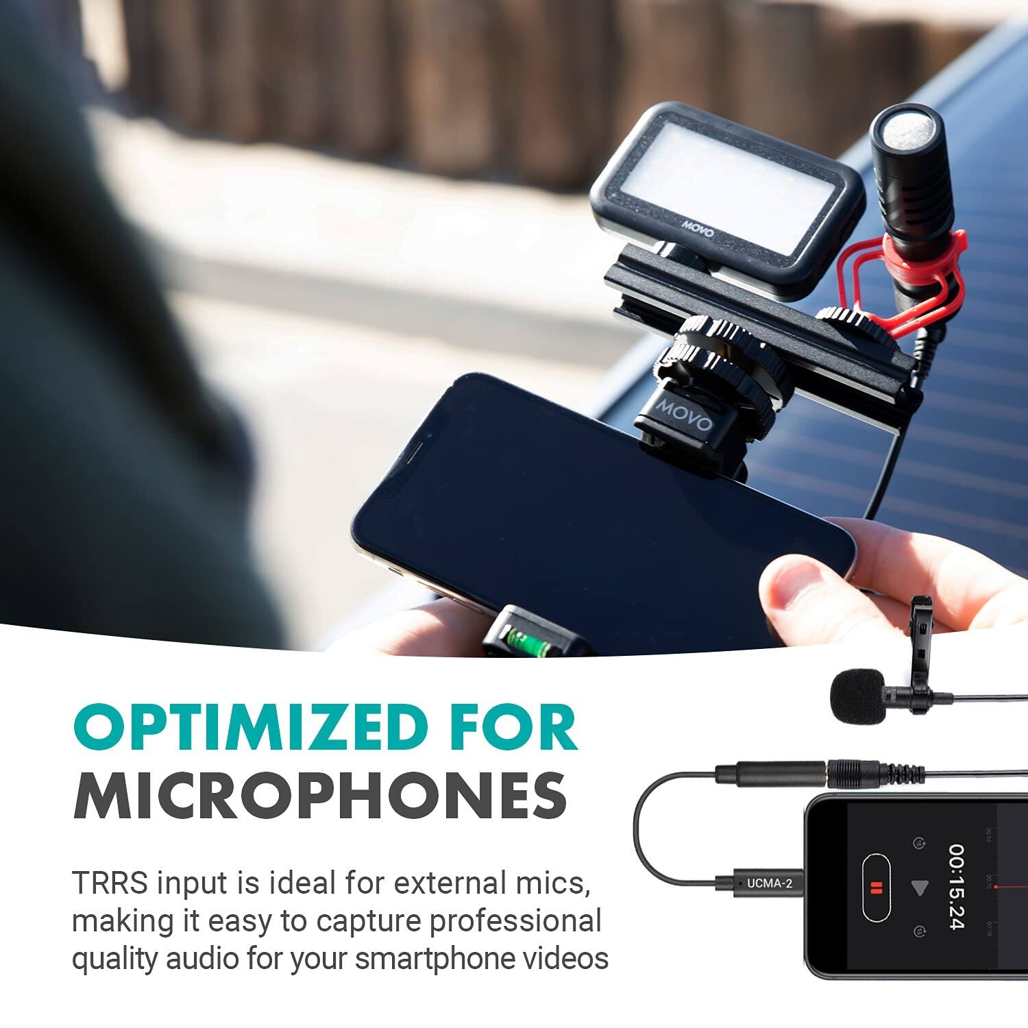 OPTIMIZED FOR MICROPHONES

TRRS input is ideal for external mics, making it easy to capture professional quality audio for your smartphone videos

UCMA-2