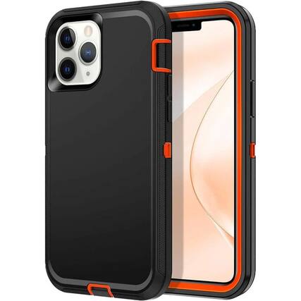 Front. Entronix - Entronix Heavy Duty Phone Case for iPhone 12 and 12 Pro - Triple-Layer Protection - Orange.