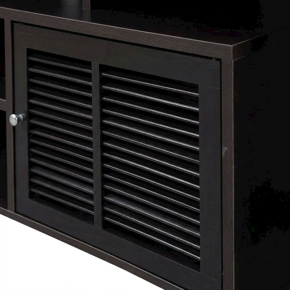 Alt View 4. FurniFact - Espresso TV Stand with Bamboo Door and Melamine Veneer Finish for Flat Screens - Gray.