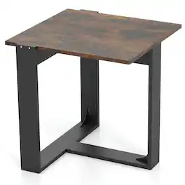 Resenkos - Industrial Metal Frame End Table for Sofa or Bedside, Single - Brown