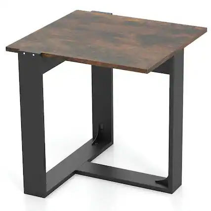 Front. Kadyn - Industrial Metal Frame End Table for Sofa or Bedside, Single - Brown.