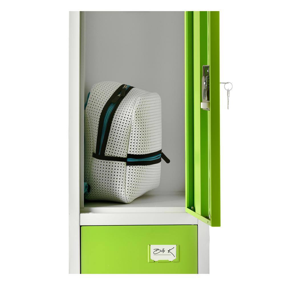 Alt View 1. AdirOffice - Storage Locker 629-Series 72" H 3-Tier Steel Compartment Key Lock Locker with Key Lock - Green.