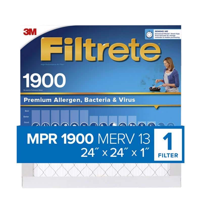 Filtrete - 24 in. W X 24 in. H X 1 in. D Polypropylene 1900 MPR Pleated Allergen Air Filter 1 pk