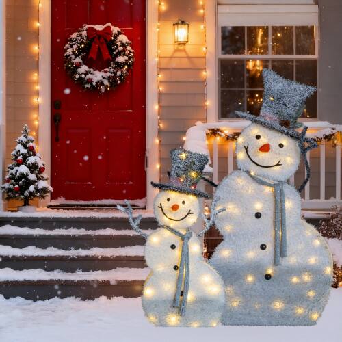 Alt View 9. Winado - 2 PCS Lighted Christmas Snowman 2D with Top Hat for Christmas Holiday Decoration - White.