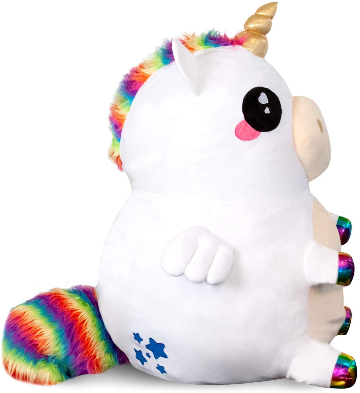 Alt View 2. Seven20 - Glitter Galaxy Rainbow Unicorn 48 Inch Stuffed Animal Plush - White.