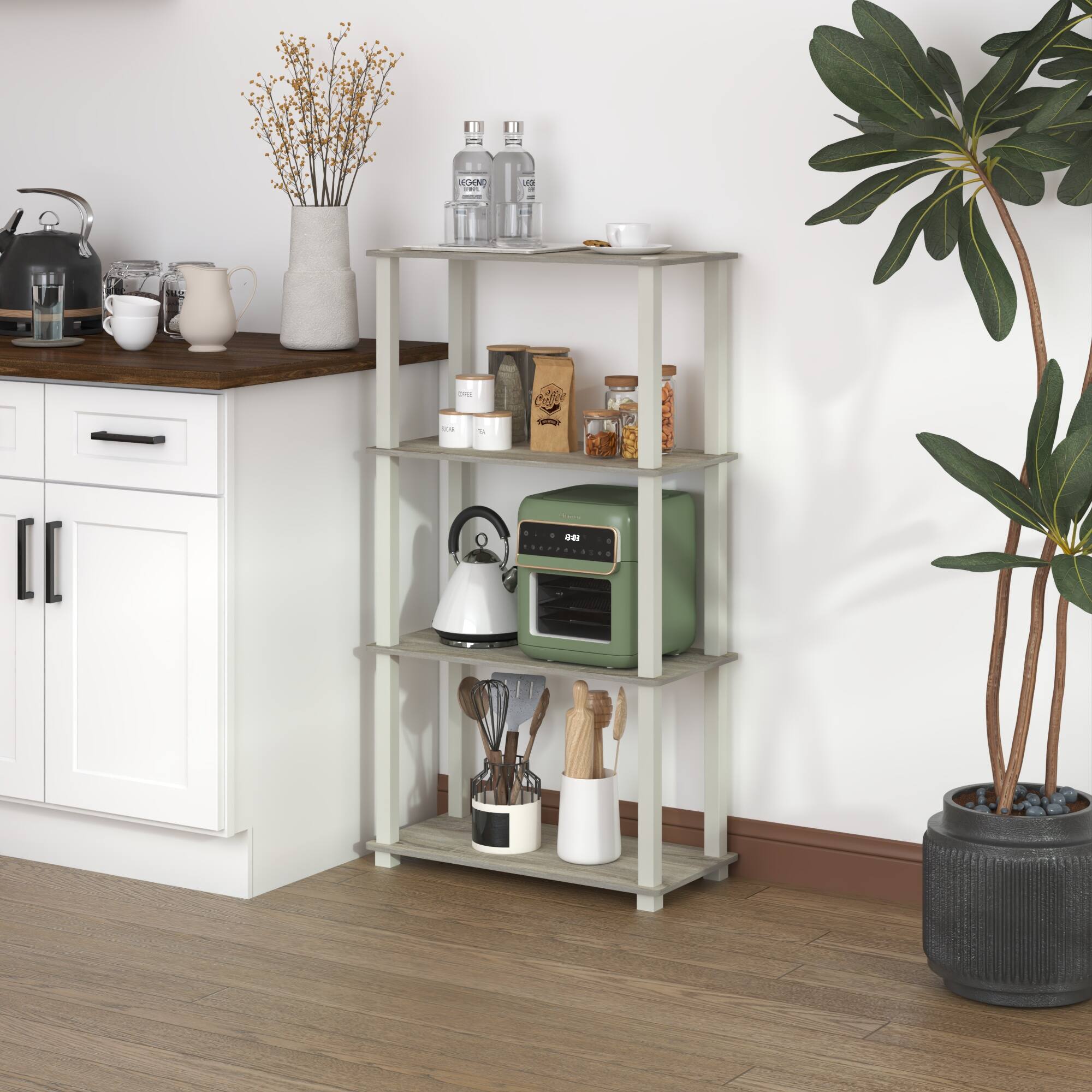 Alt View 2. HOMLUX - 4-Tier 43.3" Corner Shelf Open Shelves for Display for Living Room and Office Organization Sonoma Oak - Sonoma Oak.