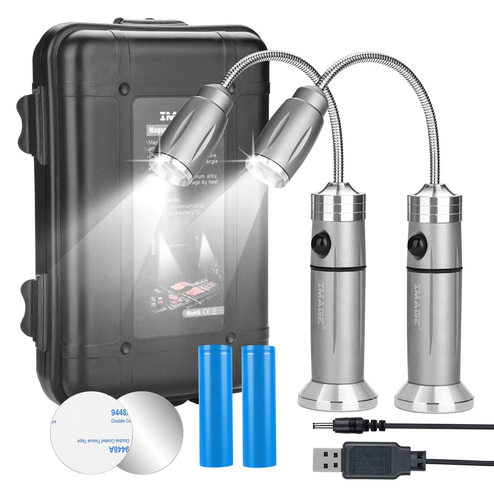 IMAGE - 2Pcs Rechargeable Ultra-Bright Barbecue Grill Lights - Silver