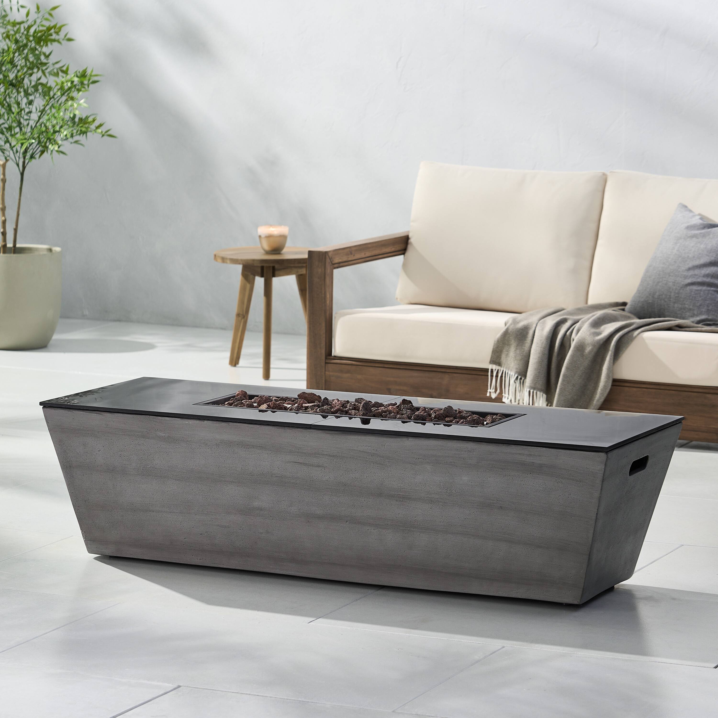 Back. Siljoy - 56" RECTANGLE MGO FIRE PIT - 50 000 BTU.