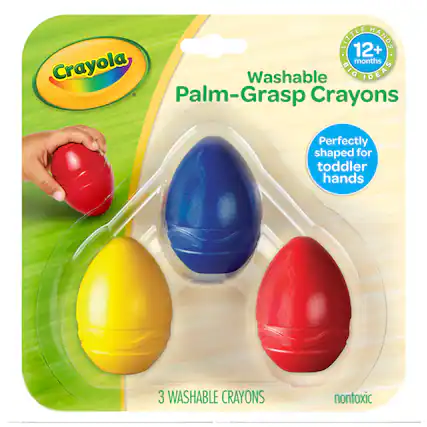 LITTLE HANDS
12+ months
BIG IDEAS
Crayola Washable Palm-Grasp Crayons
Perfectly shaped for toddler hands
3 WASHABLE CRAYONS
nontoxic