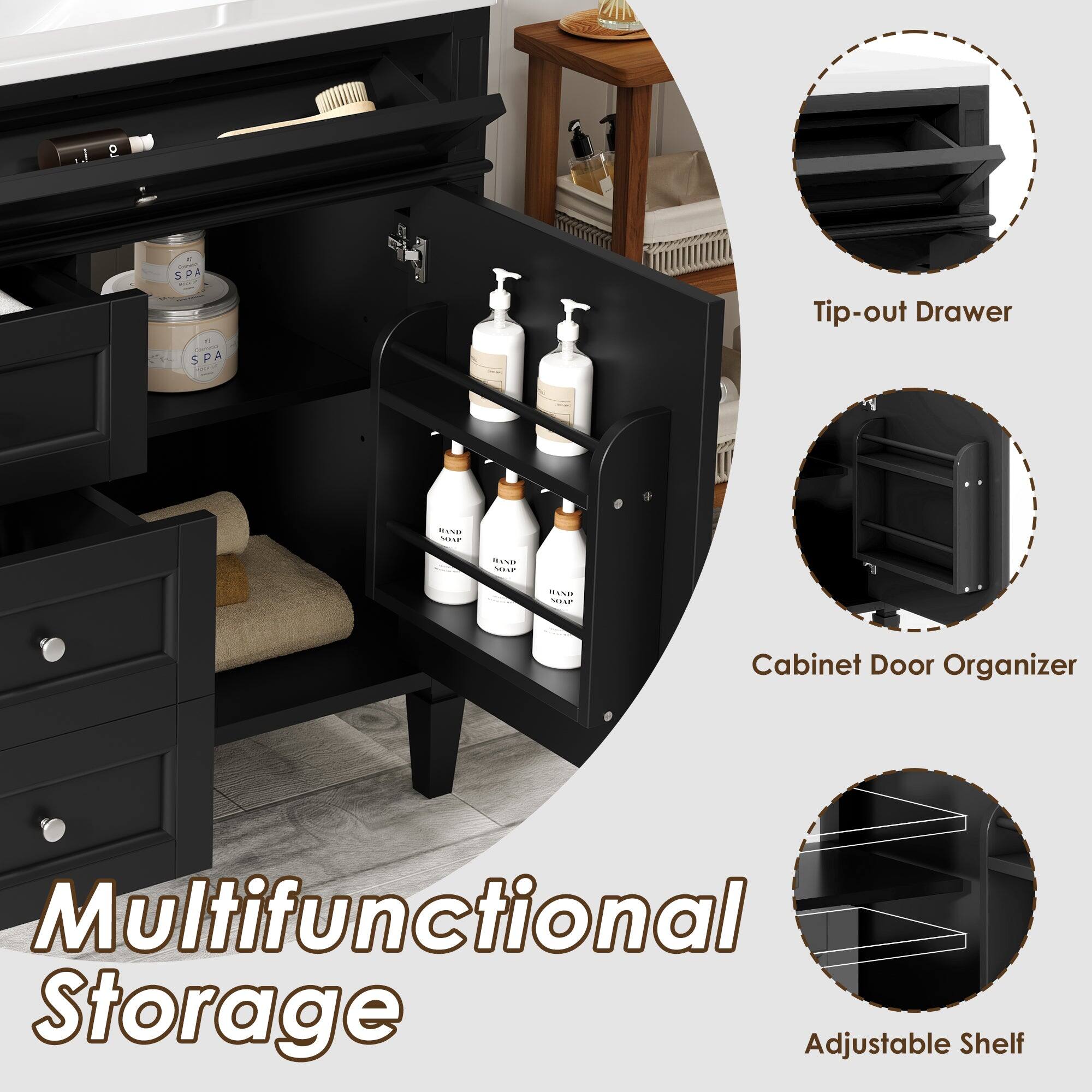J SPA SPA S Tip-out Drawer NVVE ... NUsE I MISA SIV Cabinet Door Organizer Multifunctional Storage Adjustable Shelf